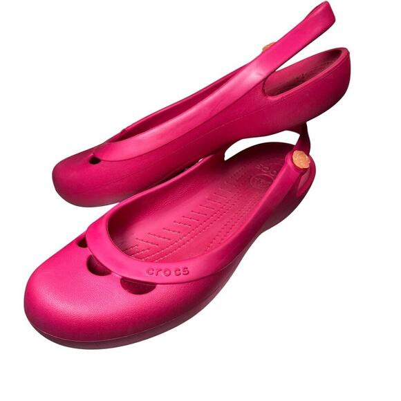 Crocs Hot Pink Slingbacks Size 10 - Picture 6 of 8
